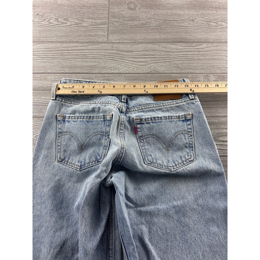 Levis Premium Low Loose Distressed Wide Leg Jeans Light Wash Blue 25 - Picture 4 of 8
